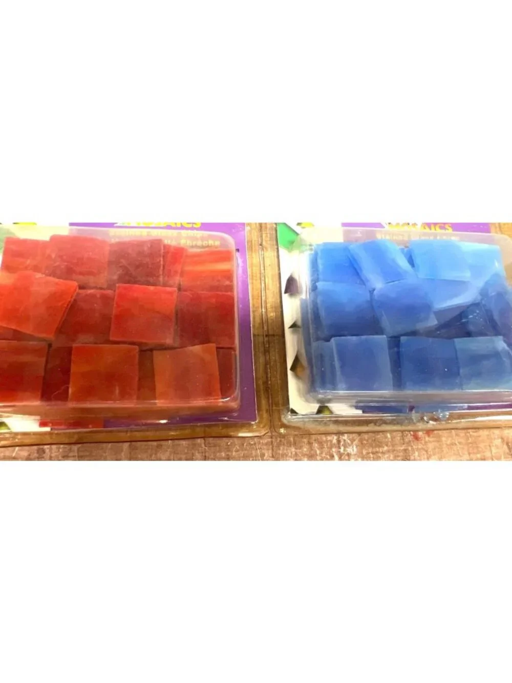 Jennifers Mosaics Stained Glass Chips Pre-Cut For DIY Crafts Red & Blue 5oz Pack